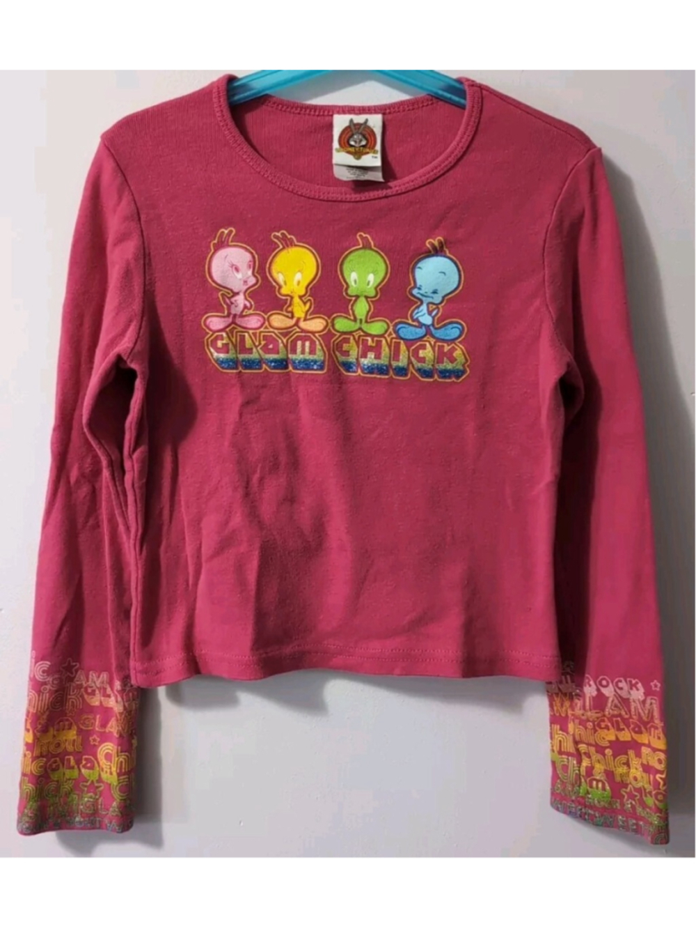 Vintage WB Tweety Bird Long Sleeve Shirt Girl Medium 7/8 Looney Tunes Glam Chick